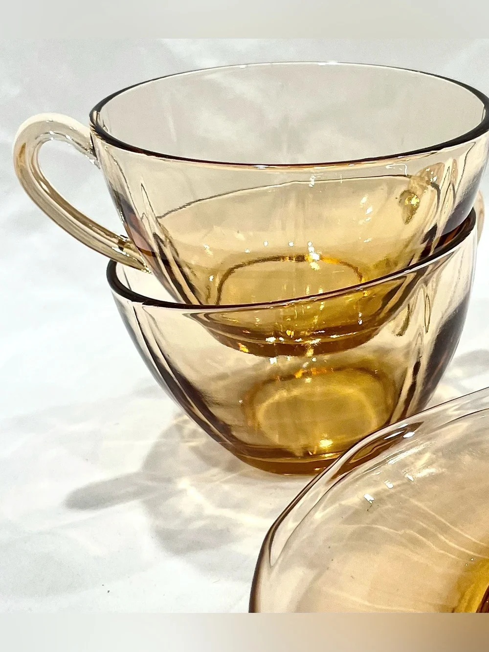 💥3/$50 Pair (2) Fostoria Glass Vintage Amber Glass Tea Cup & Saucer Set | EUC